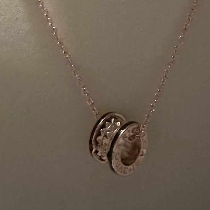 Lgari Rose-Gold Dark Edge Ring with studs necklace