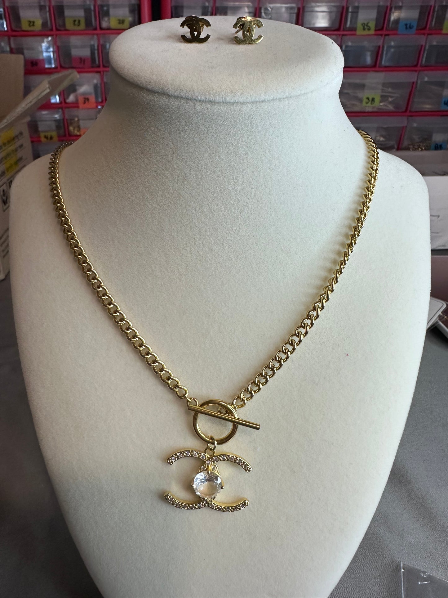 Coco necklace and earrings