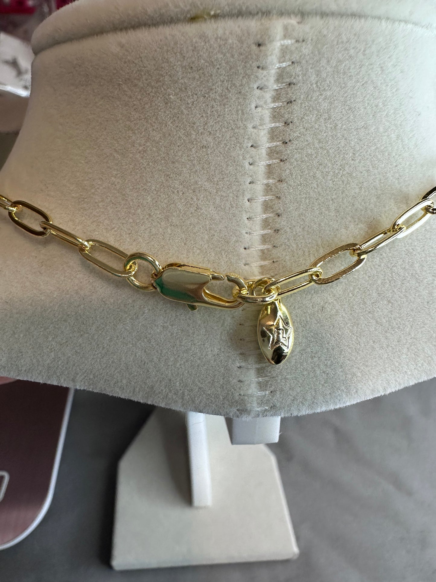 Geometric pendent with paperclip necklace