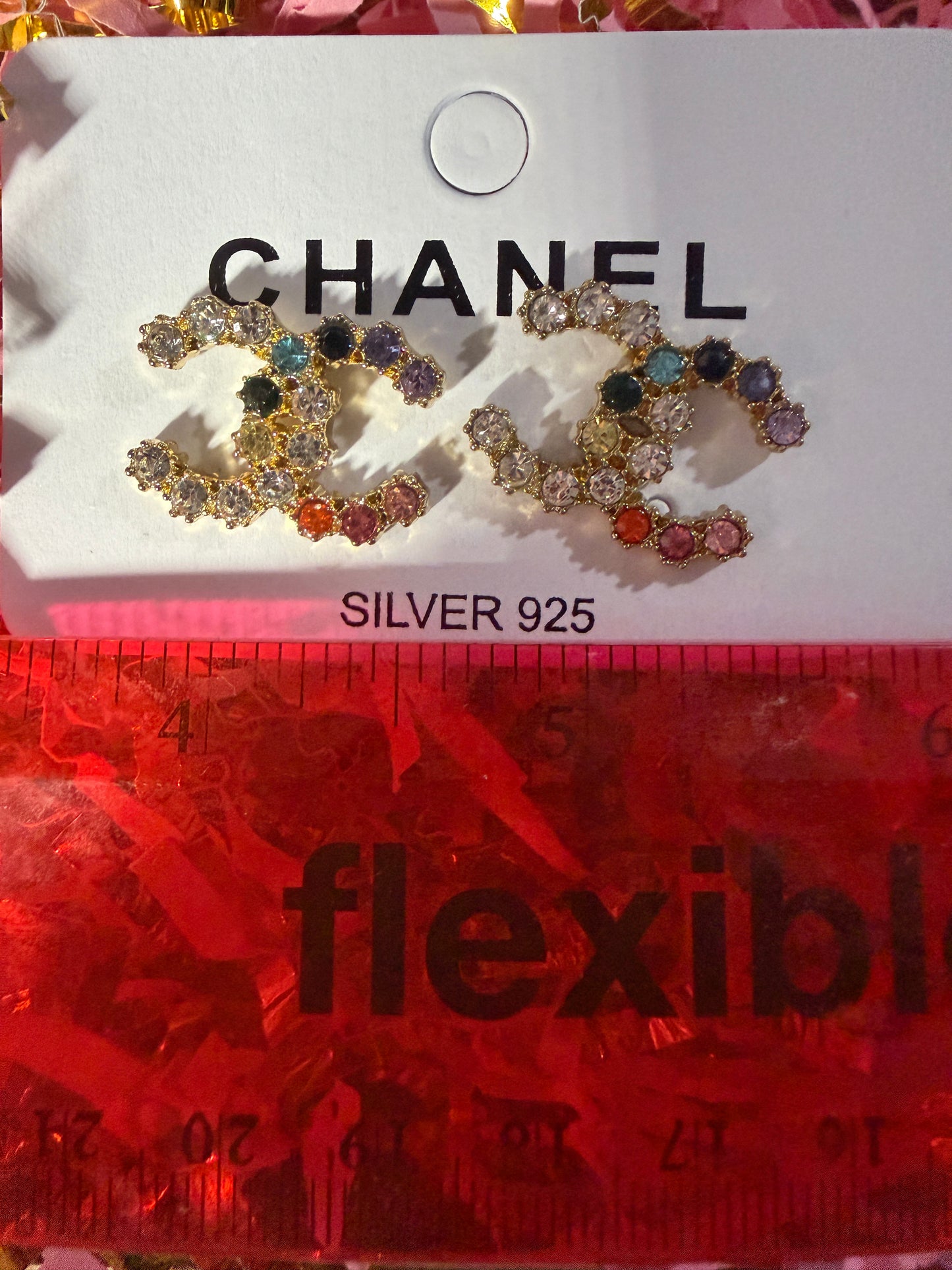 Coco Cc with rhinestone earrings