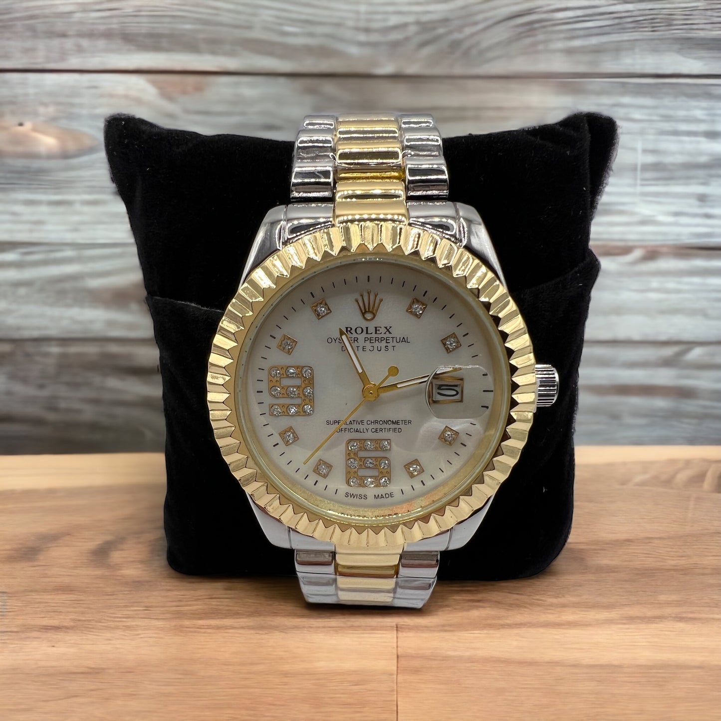 Reloj de diseño inspirado en Rolito plateado/dorado