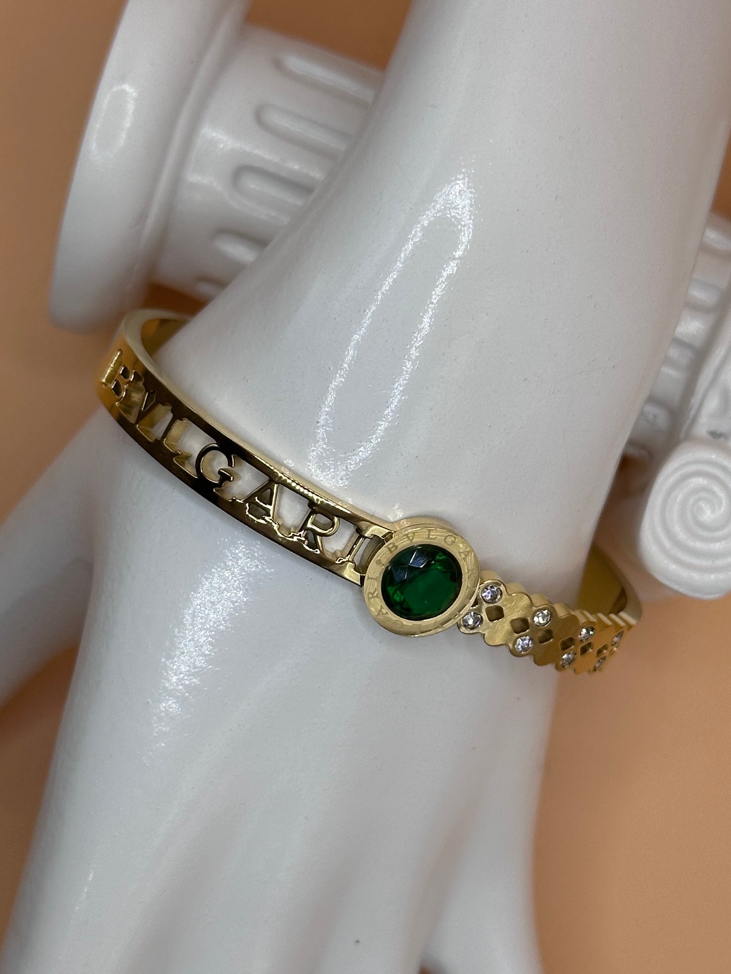 Lgari Bangle with Green Rhinestone