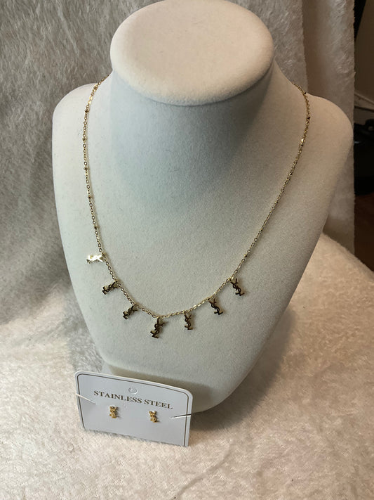 YL Necklace with Stud earrings