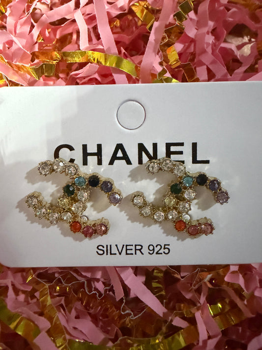 Coco Cc with rhinestone earrings