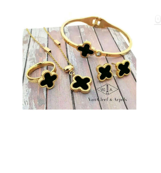 Van CA Clover Set Black with Bangle