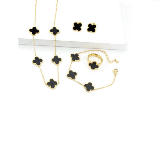 Van CA Clover Set Black with bracelet